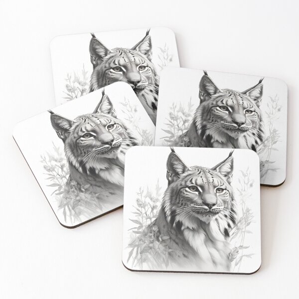 Item preview, Black and white pencil drawing of a lynx  designed and sold by Pencil-Art.