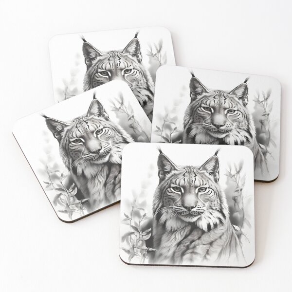 Item preview, Black and white pencil drawing of a lynx  designed and sold by Pencil-Art.