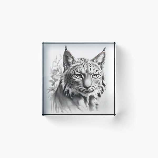 Item preview, Black and white pencil drawing of a lynx  designed and sold by Pencil-Art.
