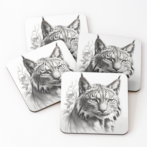 Item preview, Black and white pencil drawing of a lynx  designed and sold by Pencil-Art.