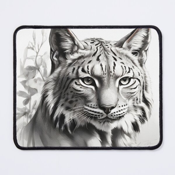 Item preview, Black and white pencil drawing of a lynx  designed and sold by Pencil-Art.