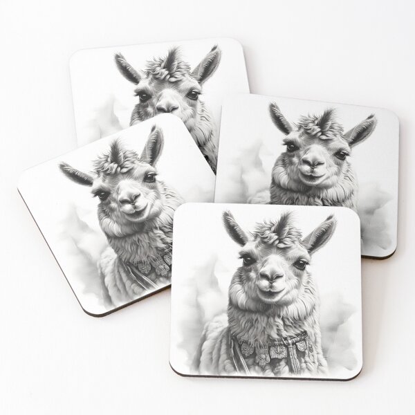 Item preview, Black and white pencil drawing of a llama  designed and sold by Pencil-Art.
