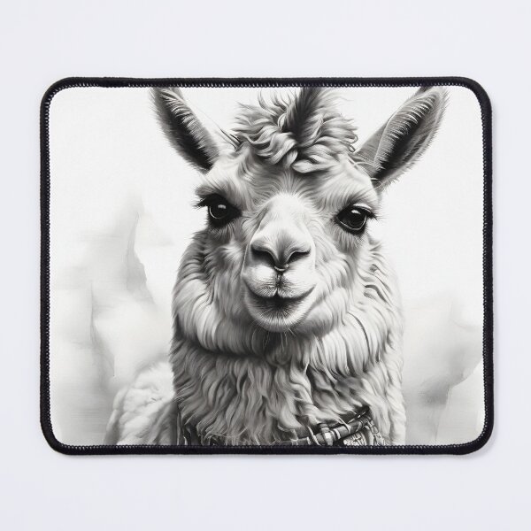 Item preview, Black and white pencil drawing of a llama  designed and sold by Pencil-Art.