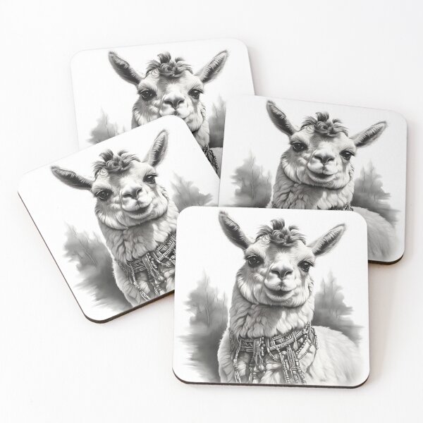 Item preview, Black and white pencil drawing of a llama  designed and sold by Pencil-Art.