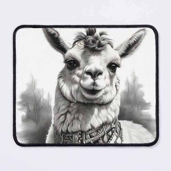 Item preview, Black and white pencil drawing of a llama  designed and sold by Pencil-Art.