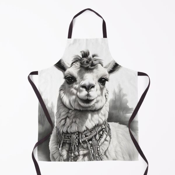 Item preview, Black and white pencil drawing of a llama designed and sold by Pencil-Art.