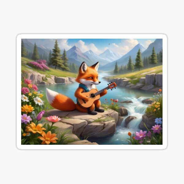 Item preview, Guitarist red fox in spring designed and sold by Artbellachi.