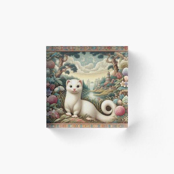 Item preview, Elegant White Weasel in Floral Forest designed and sold by Illuministique.