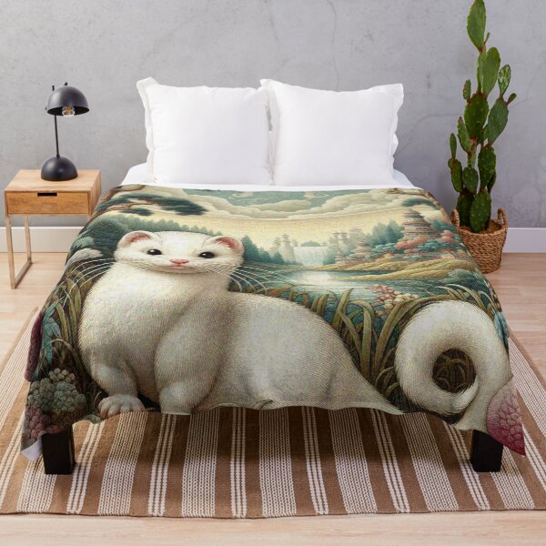 Item preview, Elegant White Weasel in Floral Forest designed and sold by Illuministique.