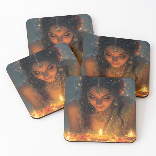 Item preview, Woman amidst candles and flowers in celebration designed and sold by Artessie.
