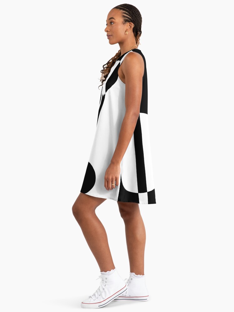 Retro Sixties Black And White Op Art 1960s A-Line Dress