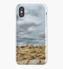 Sandy dune grass with stormy sky. iPhone Case
