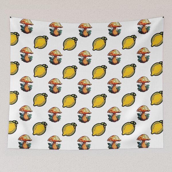 Item preview, Mushroom And Lemon Seamless Pattern designed and sold by ArtCornerStudio.