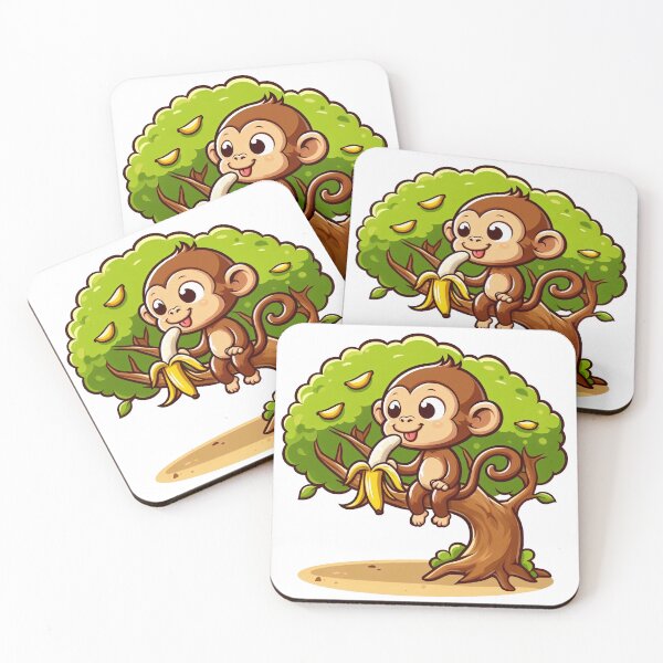Item preview, Cartoon monkey eat banana on tree designed and sold by MzulhilmiZam.