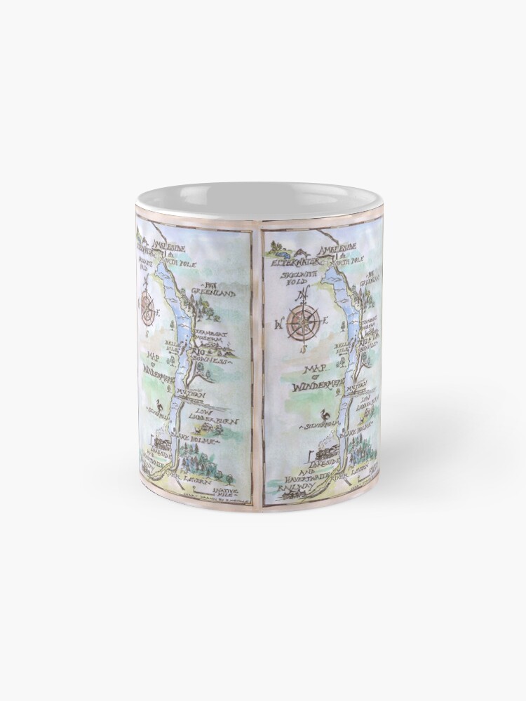 Thumbnail 4 of 6, Coffee Mug, Swallows and Amazons map of Windermere in spring colours - designed and sold by SophieNeville.
