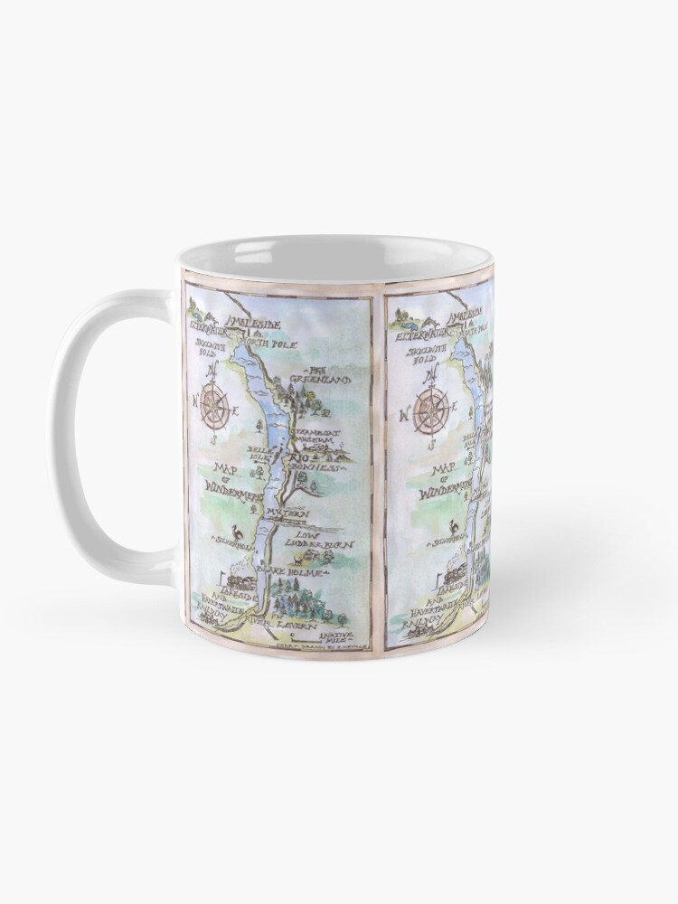 Thumbnail 3 of 6, Coffee Mug, Swallows and Amazons map of Windermere in spring colours - designed and sold by SophieNeville.