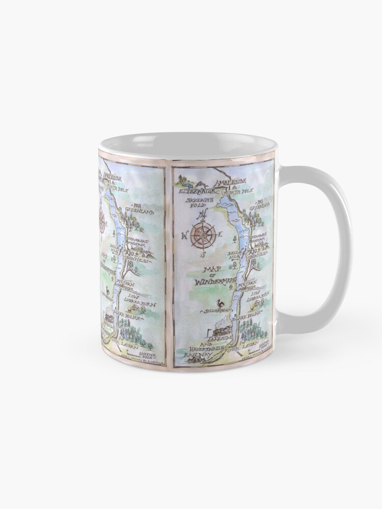 Thumbnail 5 of 6, Coffee Mug, Swallows and Amazons map of Windermere in spring colours - designed and sold by SophieNeville.