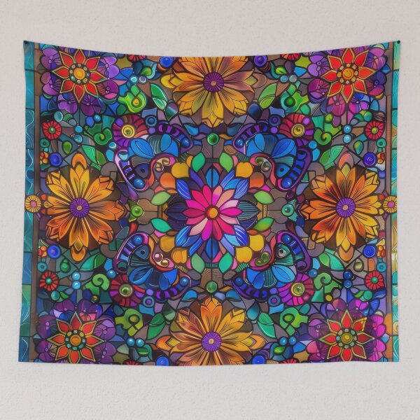 Aperçu de l'œuvre Magnifiques vitraux colorés à motifs bohèmes avec des couleurs vives et des détails complexes. créée et vendue par PrettyPinkSkies.
