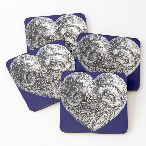Item preview, Silver Heart with Swirls - Elegant Print Design designed and sold by lloreleya.
