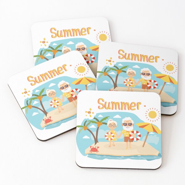 Item preview, Summer vector illustration with elderly couple on the beach. Vector illustration. designed and sold by Jayjaynaenae.