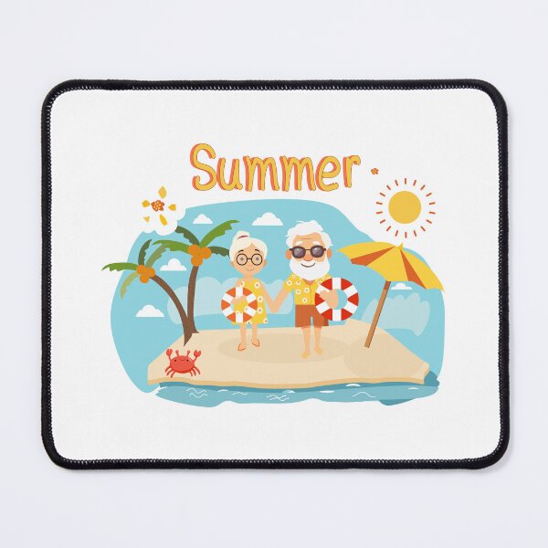 Item preview, Summer vector illustration with elderly couple on the beach. Vector illustration. designed and sold by Jayjaynaenae.