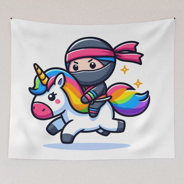 Item preview, Kawaii Ninja With Rainbow Scarf designed and sold by CanvasCutie.