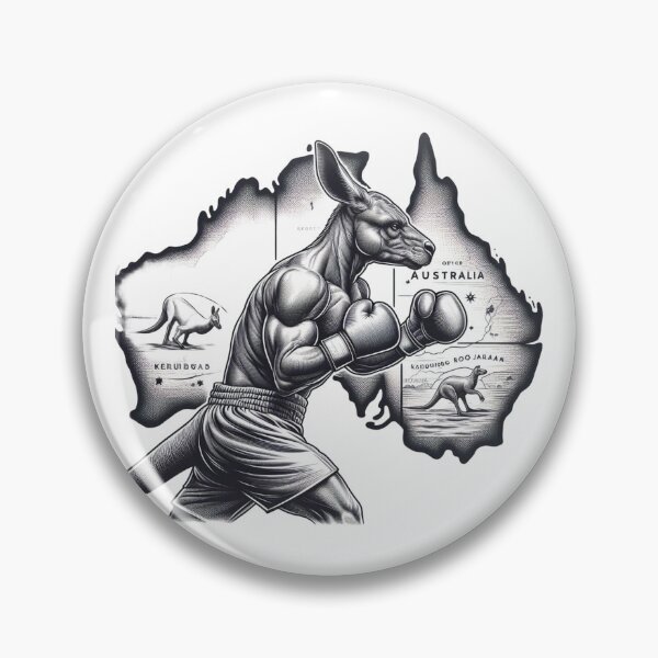 Item preview, boxing kangaroo Australia Black and white  designed and sold by Martial-Art-23.