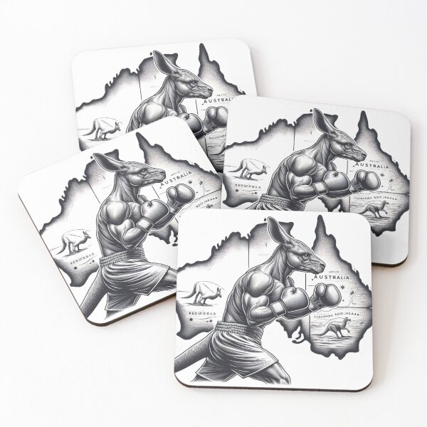Item preview, boxing kangaroo Australia Black and white  designed and sold by Martial-Art-23.