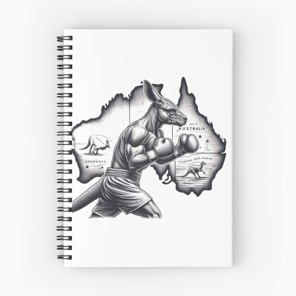 Item preview, boxing kangaroo Australia Black and white  designed and sold by Martial-Art-23.