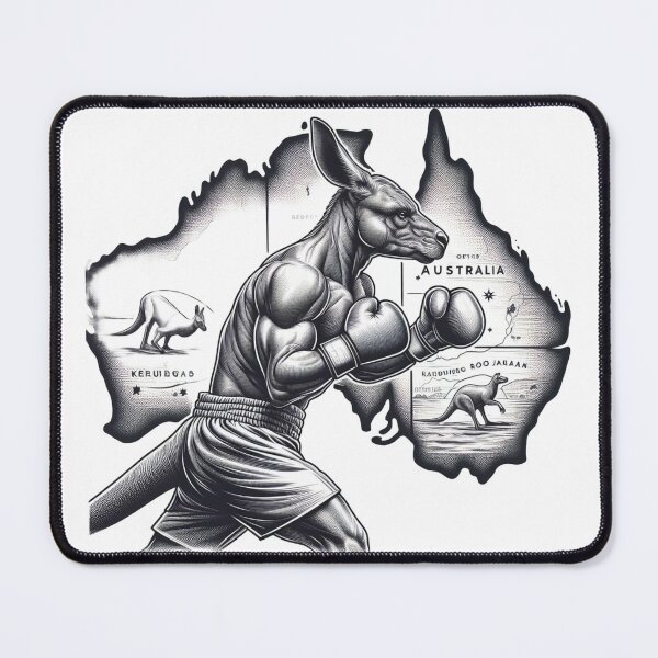 Item preview, boxing kangaroo Australia Black and white  designed and sold by Martial-Art-23.