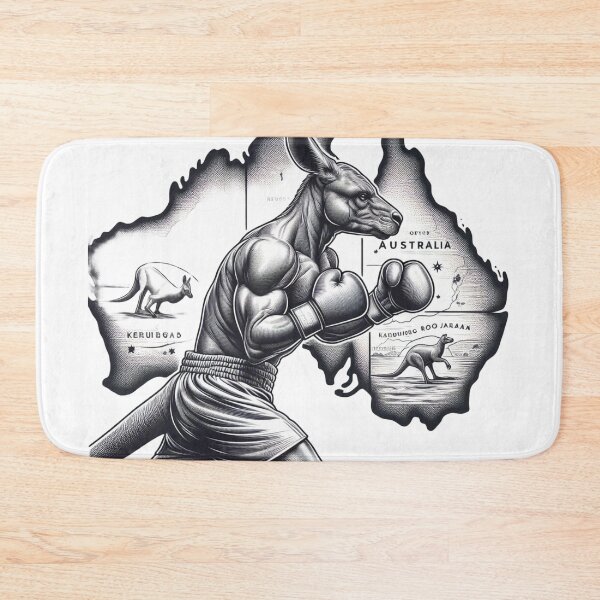 Item preview, boxing kangaroo Australia Black and white  designed and sold by Martial-Art-23.