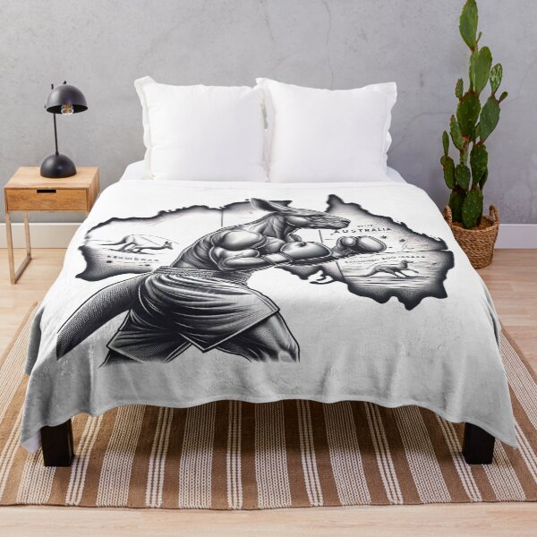 Item preview, boxing kangaroo Australia Black and white  designed and sold by Martial-Art-23.