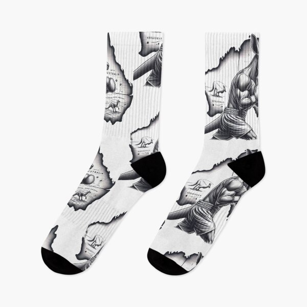 Item preview, boxing kangaroo Australia Black and white  designed and sold by Martial-Art-23.