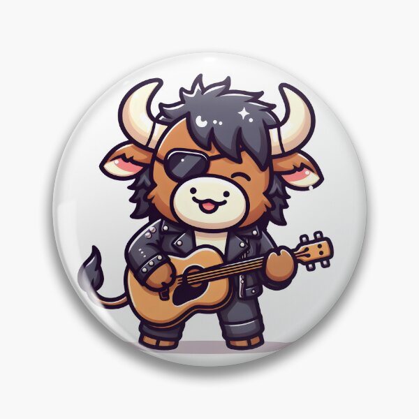 Item preview, Kawaii Delightful Minotaur With Rockstar Leather Jacket Playing Guitar designed and sold by CanvasCutie.