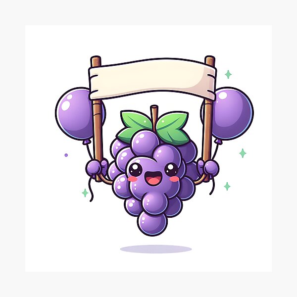 Item preview, Kawaii Grapes: Holding A Banner designed and sold by CanvasCutie.