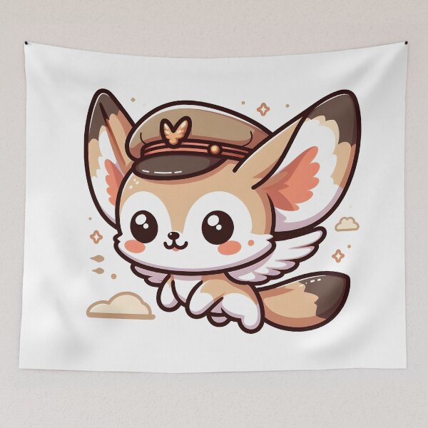 Item preview, Kawaii Fennec With Aviator Hat designed and sold by CanvasCutie.