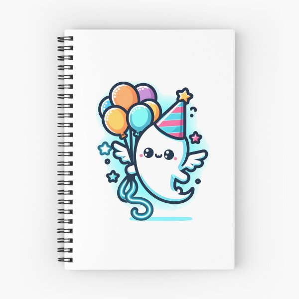 Item preview, Kawaii Luminous Banshee With Party Hat Floating With A Bunch Of Colorful Balloons designed and sold by CanvasCutie.
