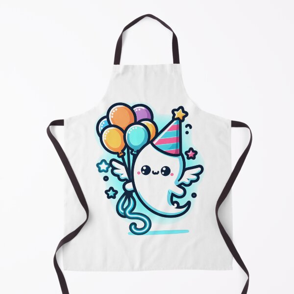 Item preview, Kawaii Luminous Banshee With Party Hat Floating With A Bunch Of Colorful Balloons designed and sold by CanvasCutie.