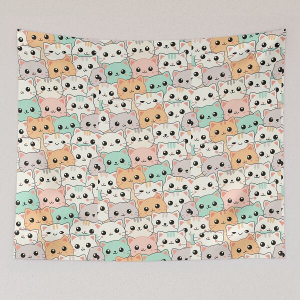 Item preview, Colorful Cat Head Pattern designed and sold by RetroPop23.