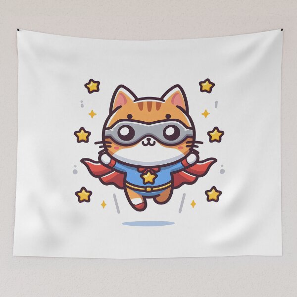 Item preview, Kawaii Cat With Superhero Cape designed and sold by CanvasCutie.
