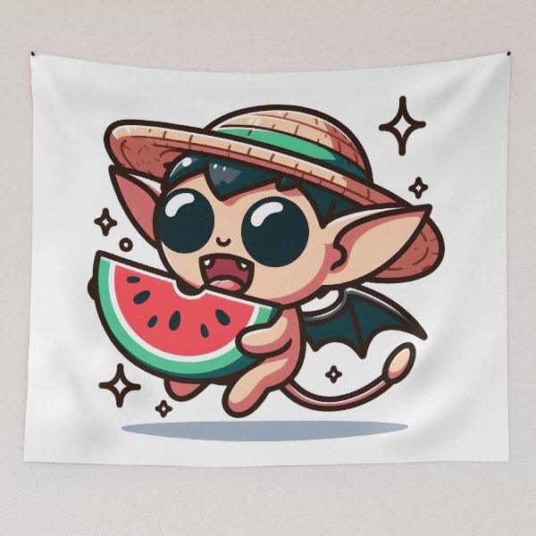 Item preview, Kawaii Dynamic Imp With Sun Hat designed and sold by CanvasCutie.