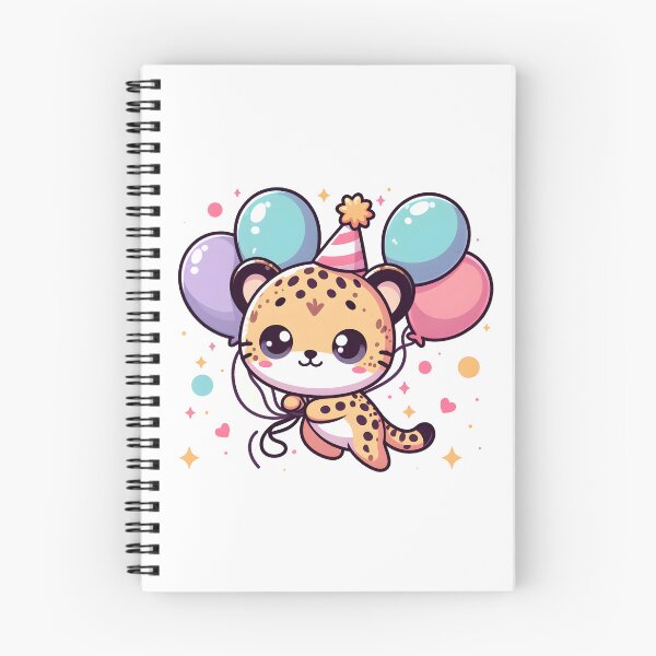 Item preview, Kawaii Cheetah Wearing A Party Hat Floating With Balloons designed and sold by CanvasCutie.