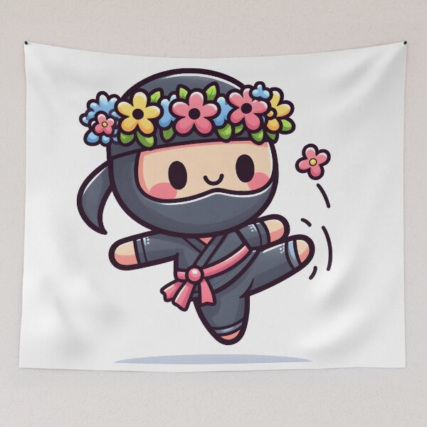 Item preview, Kawaii Ninja With Flower Crown designed and sold by CanvasCutie.