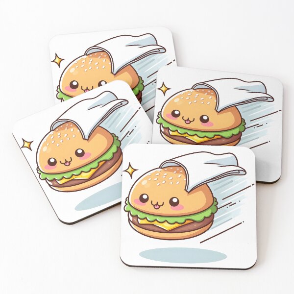 Item preview, Kawaii Burger Flying With Napkin designed and sold by CanvasCutie.