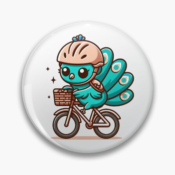 Artikelvorschau, Kawaii Pfau mit Helm auf dem Fahrrad entworfen und verkauft von CanvasCutie.
