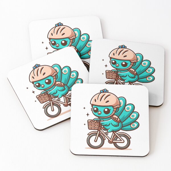 Item preview, Kawaii Peacock With A Helmet Riding A Bicycle designed and sold by CanvasCutie.