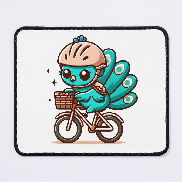 Item preview, Kawaii Peacock With A Helmet Riding A Bicycle designed and sold by CanvasCutie.