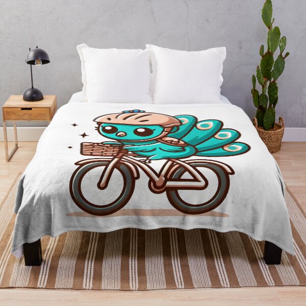 Item preview, Kawaii Peacock With A Helmet Riding A Bicycle designed and sold by CanvasCutie.
