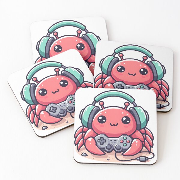 Item preview, Kawaii Crab: Gamer Headphones And Holding A Game Controller designed and sold by CanvasCutie.