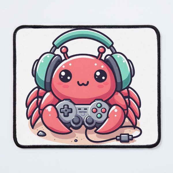 Item preview, Kawaii Crab: Gamer Headphones And Holding A Game Controller designed and sold by CanvasCutie.